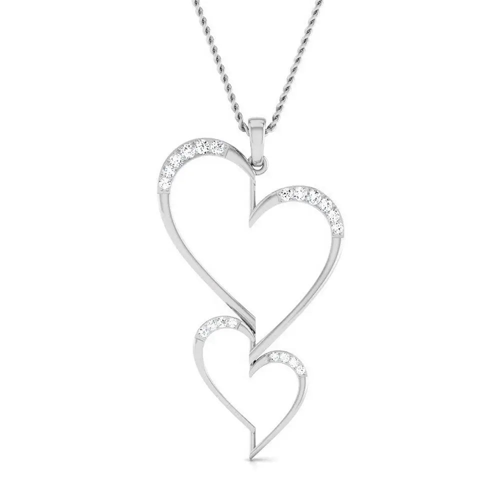 Platinum Double Heart Pendant with Diamonds JL PT P 8078   Jewelove.US