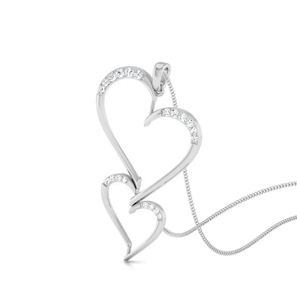 Platinum Double Heart Pendant with Diamonds JL PT P 8078   Jewelove.US