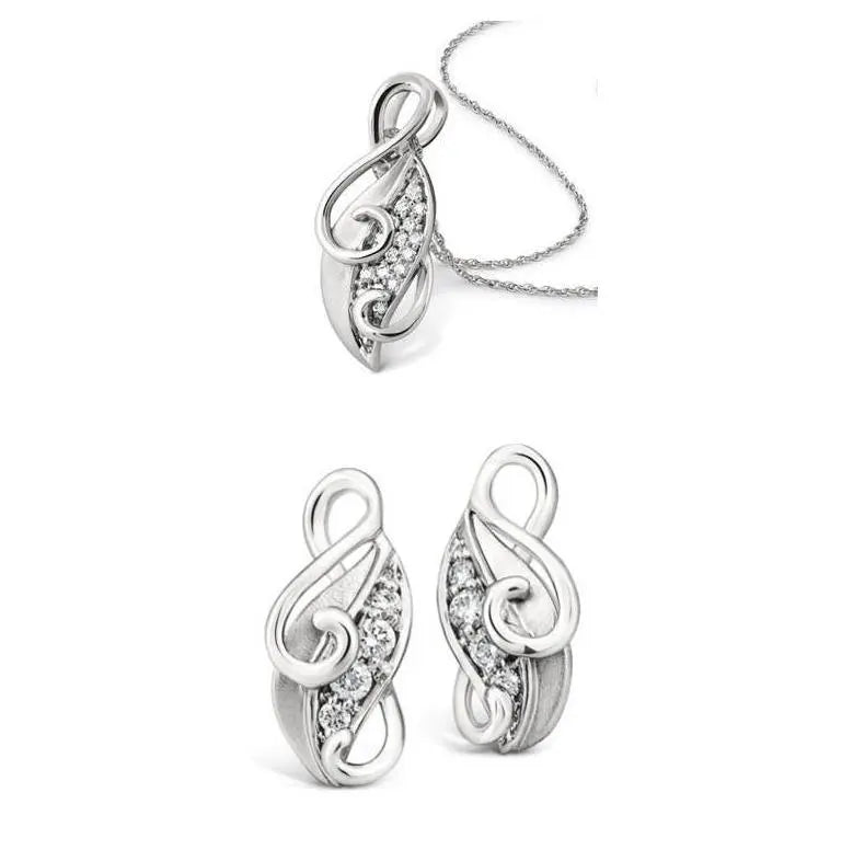 Platinum Earrings Designed as Leaves Pendant Set SJ PTO E 108  Both Jewelove.US