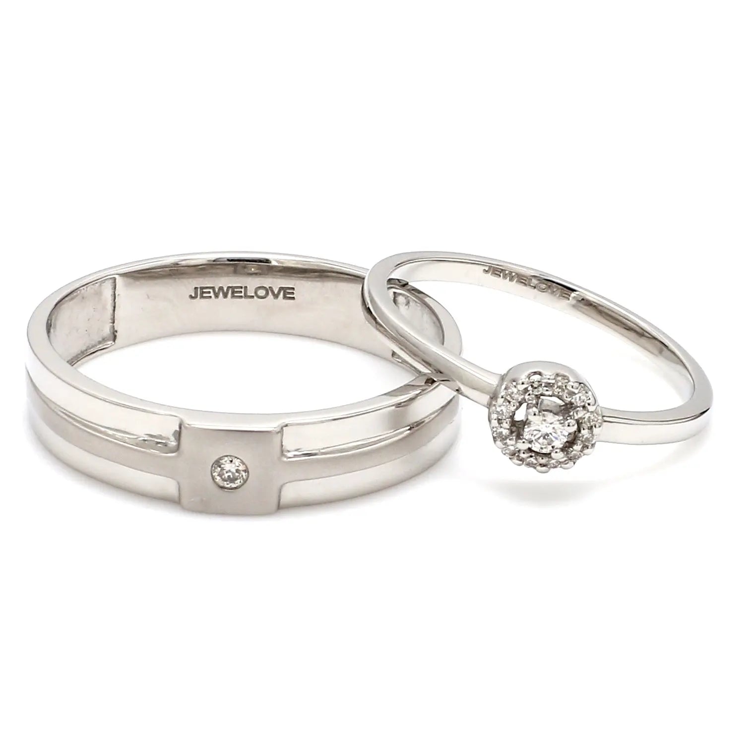 Platinum Engagement Couple Rings with Diamonds JL PT 456   Jewelove