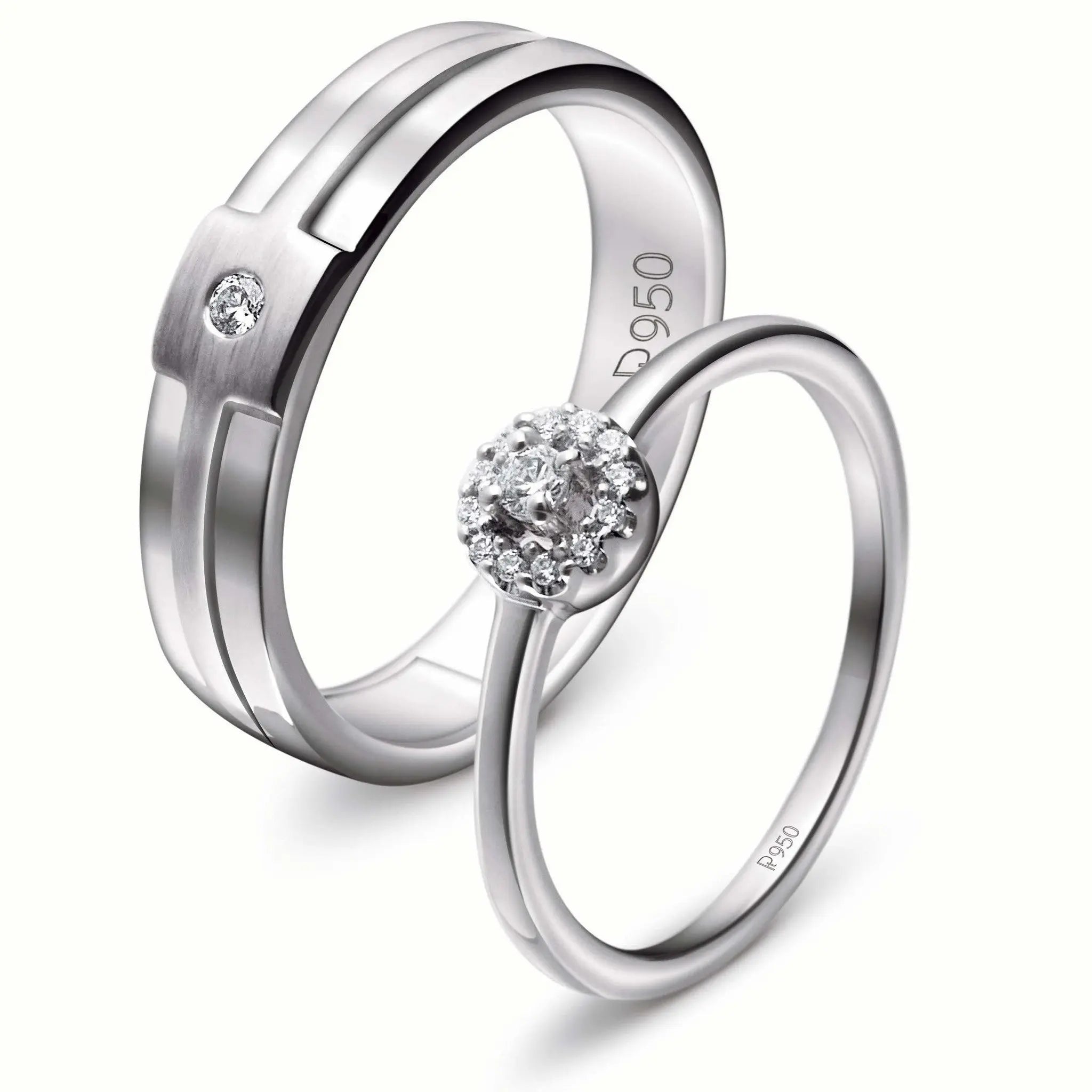 Platinum Engagement Couple Rings with Diamonds JL PT 456  Both-VVS-GH Jewelove