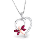 Load image into Gallery viewer, Platinum Heart Pendant with Butterfly &amp; Diamonds JL PT P 8081   Jewelove.US
