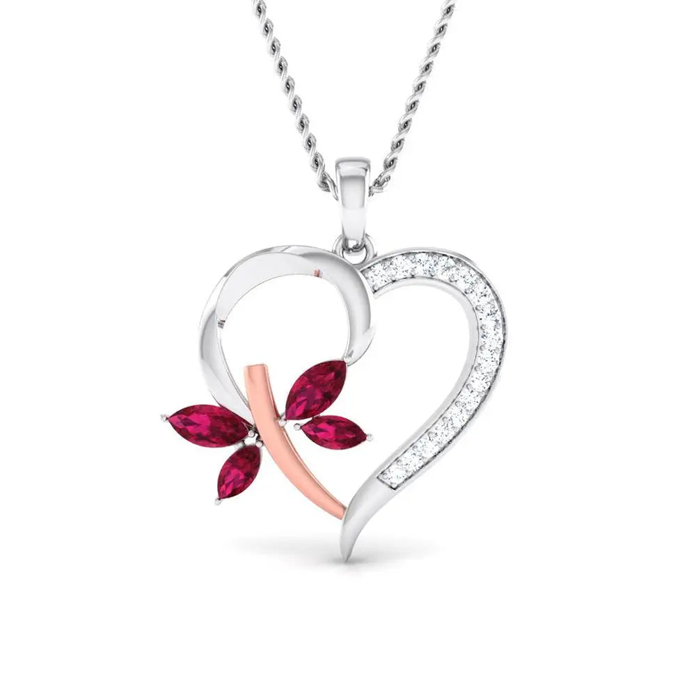 Platinum Heart Pendant with Butterfly & Diamonds JL PT P 8081   Jewelove.US