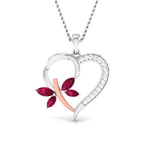 Load image into Gallery viewer, Platinum Heart Pendant with Butterfly &amp; Diamonds JL PT P 8081   Jewelove.US
