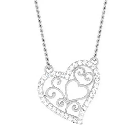 Platinum Heart Pendant with Diamonds JL PT P 8085 - A   Jewelove.US
