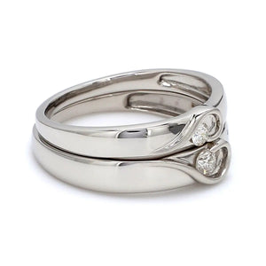 Platinum Love Bands with Complementary Hearts JL PT 243   Jewelove