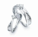Load image into Gallery viewer, Platinum Love Bands with Raised Solitaires JL PT 108  Both-VVS-GH Jewelove
