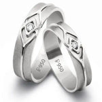Load image into Gallery viewer, Platinum Love Bands with a Celtic Knot with Single Diamonds JL PT 217   Jewelove
