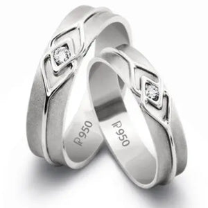 Platinum Love Bands with a Celtic Knot with Single Diamonds JL PT 217   Jewelove