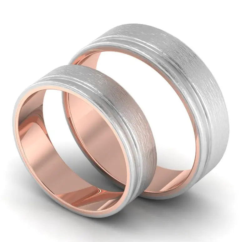 Platinum Love Bands with a Single Groove & Rose Gold Base JL PT 643   Jewelove.US