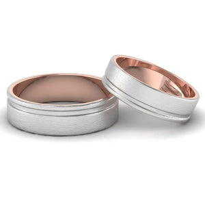 Platinum Love Bands with a Single Groove & Rose Gold Base JL PT 643  Both Jewelove.US