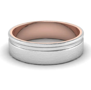 Platinum Love Bands with a Single Groove & Rose Gold Base JL PT 643  Men-s-Ring-only Jewelove.US