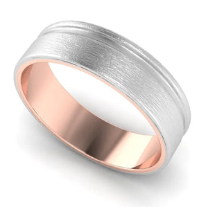 Platinum Love Bands with a Single Groove & Rose Gold Base JL PT 643  Women-s-Ring-only Jewelove.US