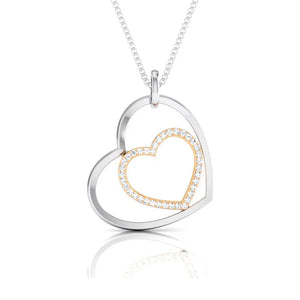 Platinum Pendant with a Diamond Studded Rose Gold Heart JL PT P 8107   Jewelove.US