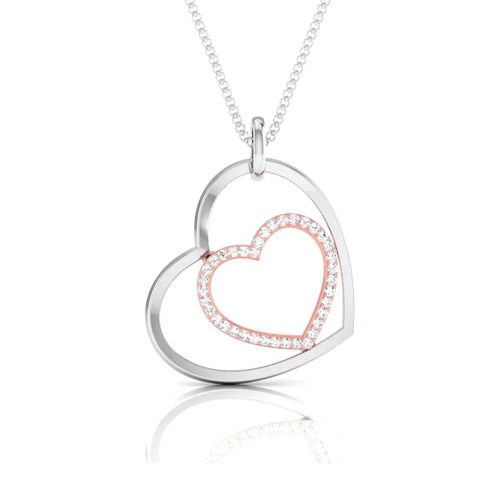 Platinum Pendant with a Diamond Studded Rose Gold Heart JL PT P 8107   Jewelove.US