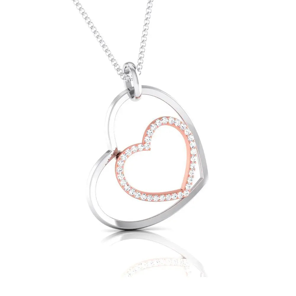 Platinum Pendant with a Diamond Studded Rose Gold Heart JL PT P 8107   Jewelove.US