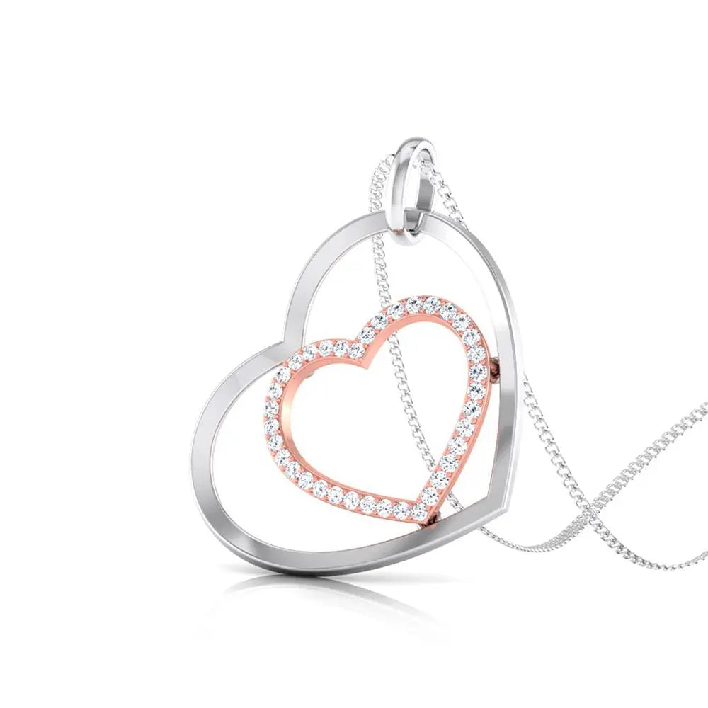 Platinum Pendant with a Diamond Studded Rose Gold Heart JL PT P 8107  Rose-Gold Jewelove.US