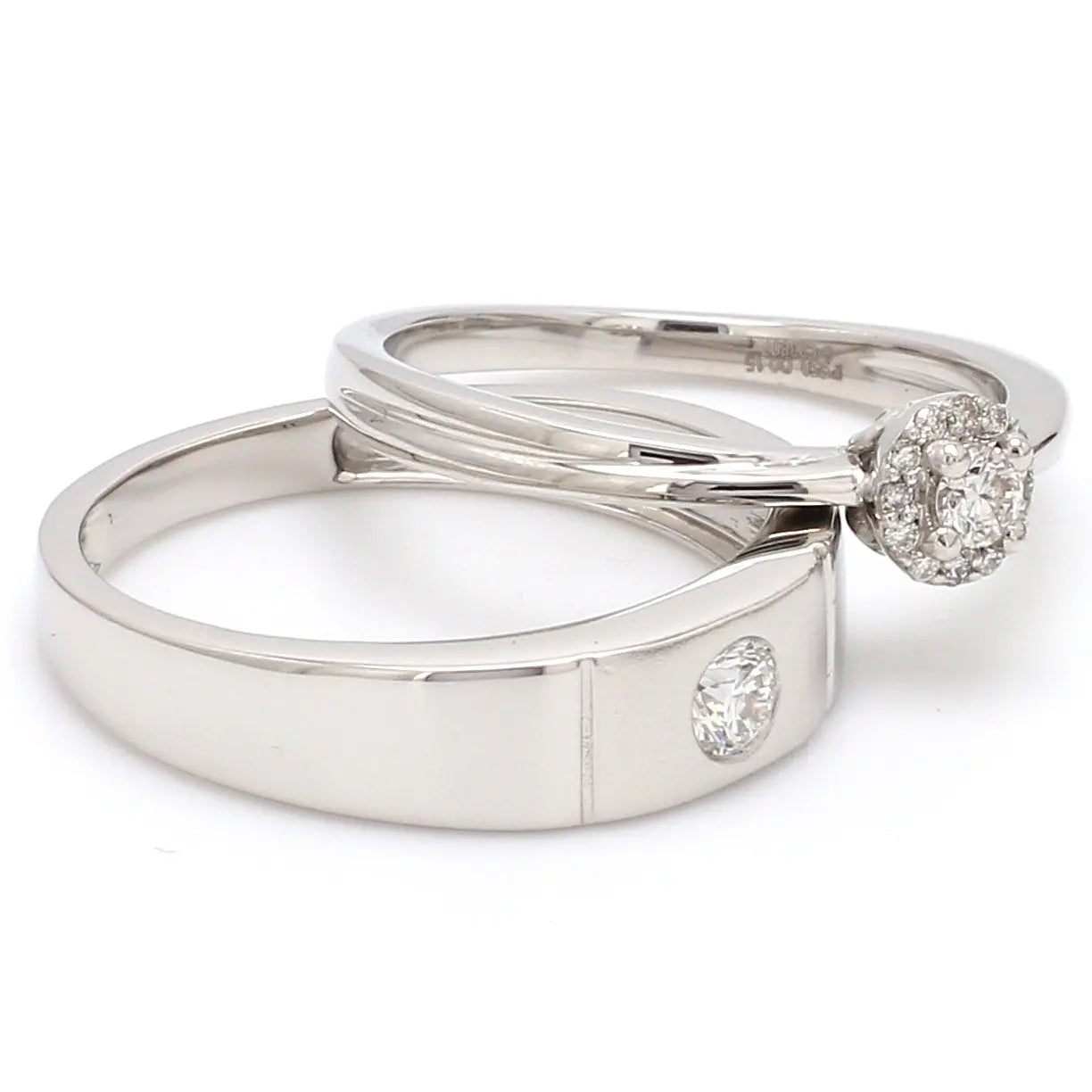 Platinum Rings for Couple with Single Diamonds JL PT 593   Jewelove.US