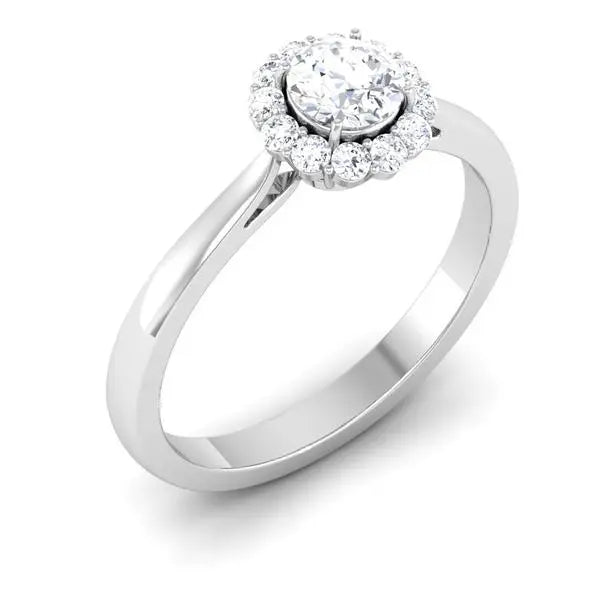 Platinum Solitaire Diamond Engagement Ring with Single Halo JL PT 498   Jewelove.US