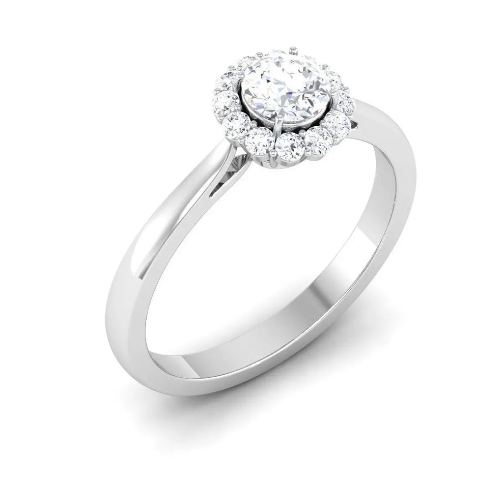 Platinum Solitaire Diamond Engagement Ring with Single Halo JL PT 6998   Jewelove™