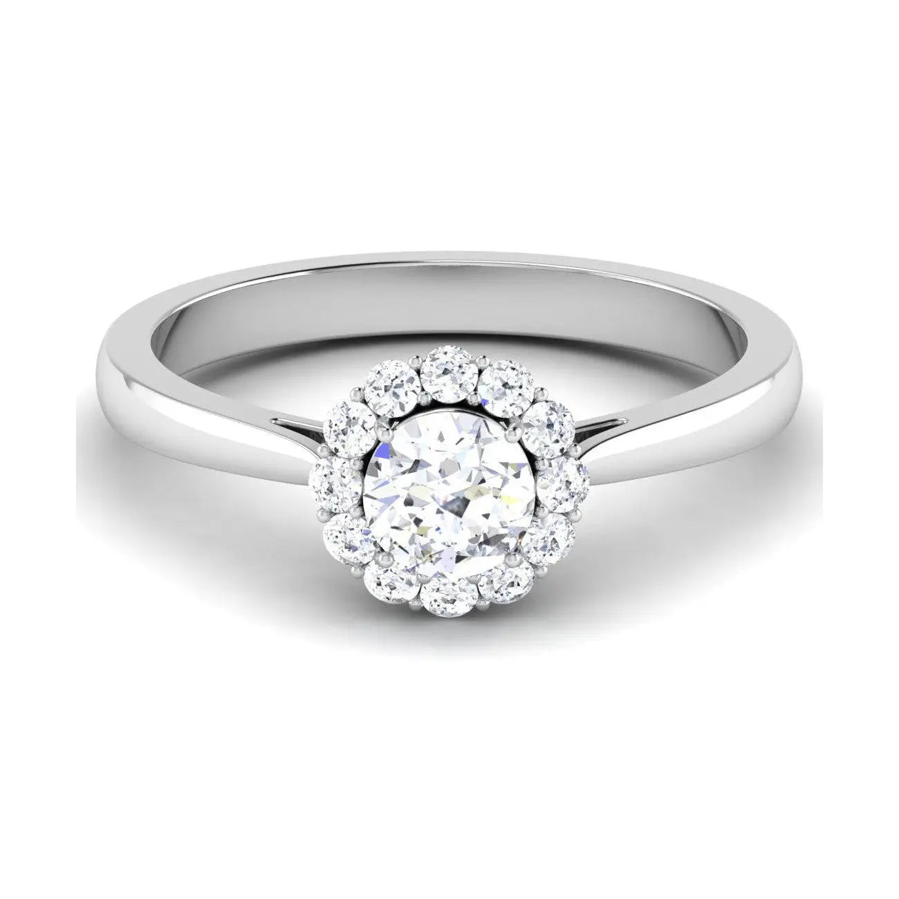 Platinum Solitaire Diamond Engagement Ring with Single Halo JL PT 6998   Jewelove™