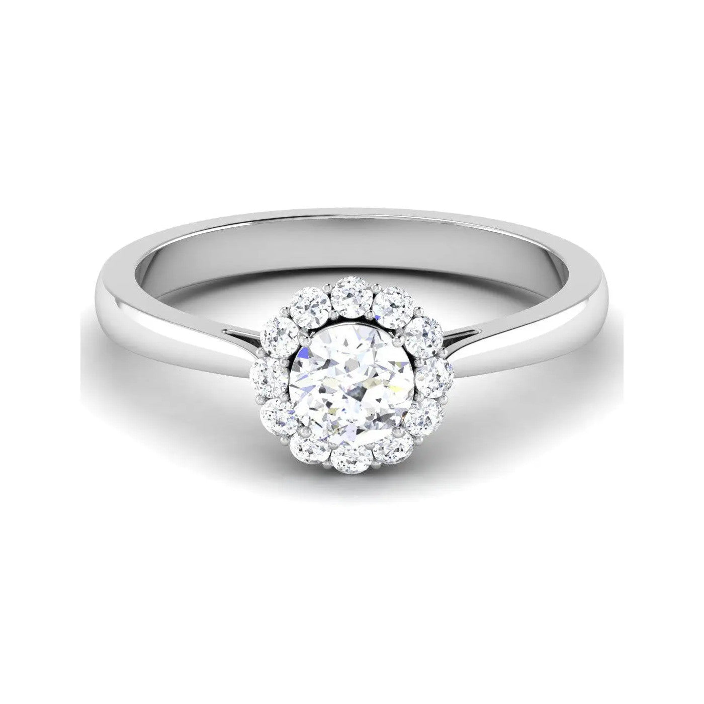 1.50-Carat Lab Grown Solitaire Halo Diamond Platinum Engagement Ring JL PT LG G 6998-C