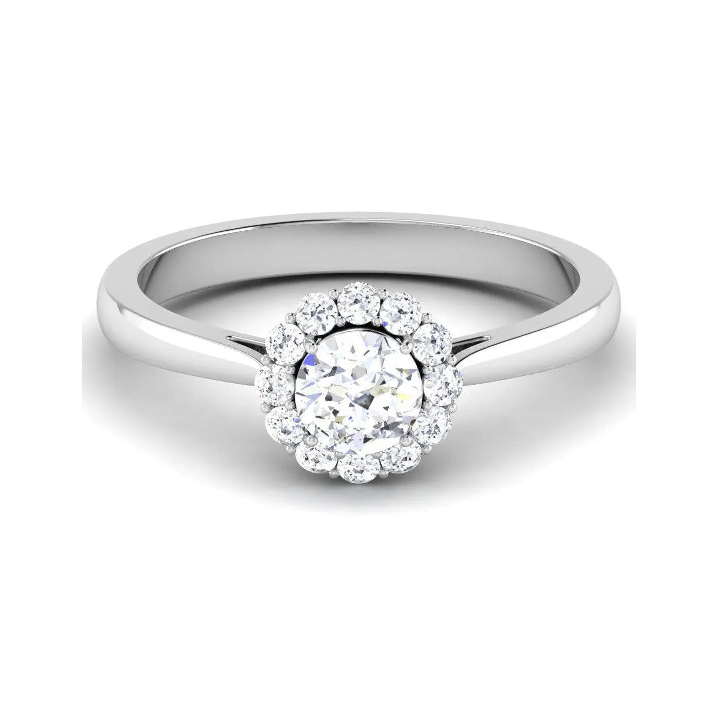 1-Carat Lab Grown Solitaire Halo Diamond Platinum Engagement Ring JL PT LG G 6998-B