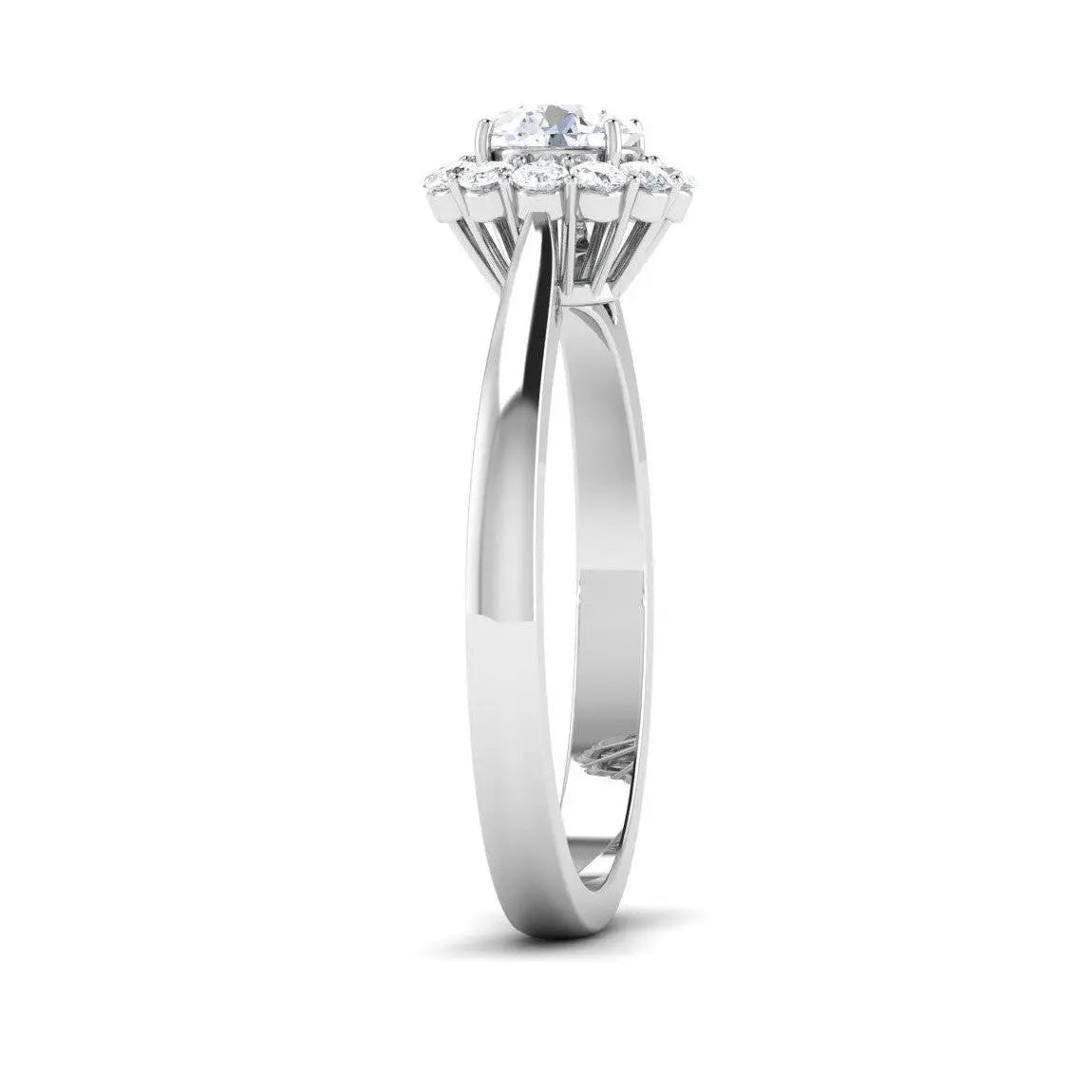 Platinum Solitaire Diamond Engagement Ring with Single Halo JL PT 6998   Jewelove™