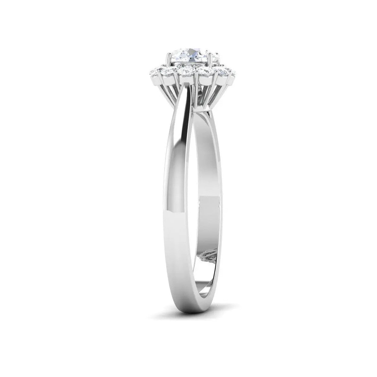 1.50-Carat Lab Grown Solitaire Halo Diamond Platinum Engagement Ring JL PT LG G 6998-C