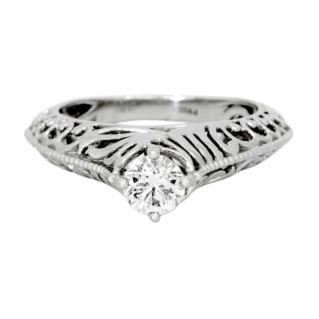 Platinum Solitaire Engagement Ring with Engraving JL PT 506   Jewelove
