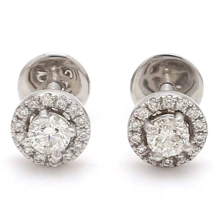 Platinum Solitaire Halo Earrings JL PT E 183   Jewelove.US