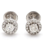 Load image into Gallery viewer, Platinum Solitaire Halo Earrings JL PT E 183   Jewelove.US
