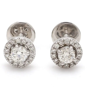 Platinum Solitaire Halo Earrings JL PT E 183   Jewelove.US