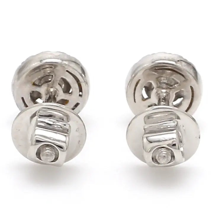 Platinum Solitaire Halo Earrings JL PT E 183   Jewelove.US