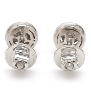Platinum Solitaire Halo Earrings JL PT E 183   Jewelove.US