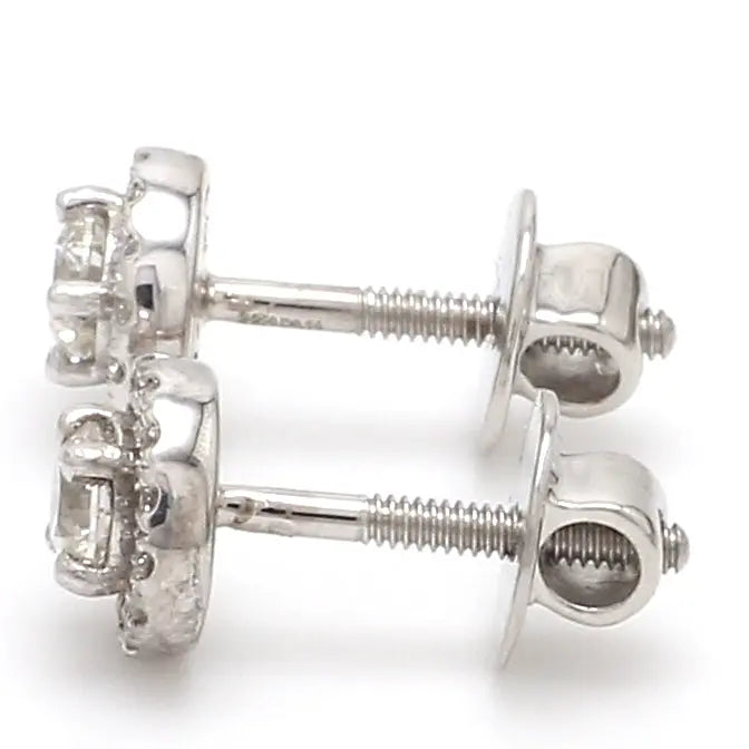 Platinum Solitaire Halo Earrings JL PT E 183   Jewelove.US
