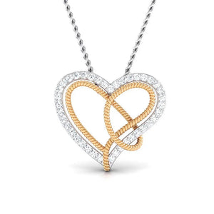 Platinum & Gold Double Heart Pendant Set with Diamonds JL PT P 8084   Jewelove.US
