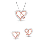 Load image into Gallery viewer, Platinum &amp; Gold Double Heart Pendant Set with Diamonds JL PT P 8084  Rose-Gold Jewelove.US
