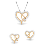 Load image into Gallery viewer, Platinum &amp; Gold Double Heart Pendant Set with Diamonds JL PT P 8084  Yellow-Gold Jewelove.US

