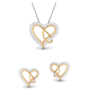 Platinum & Gold Double Heart Pendant Set with Diamonds JL PT P 8084  Yellow-Gold Jewelove.US