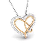 Load image into Gallery viewer, Platinum &amp; Gold Double Heart Pendant with Diamonds JL PT P 8084   Jewelove.US
