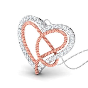 Platinum & Gold Double Heart Pendant with Diamonds JL PT P 8084   Jewelove.US