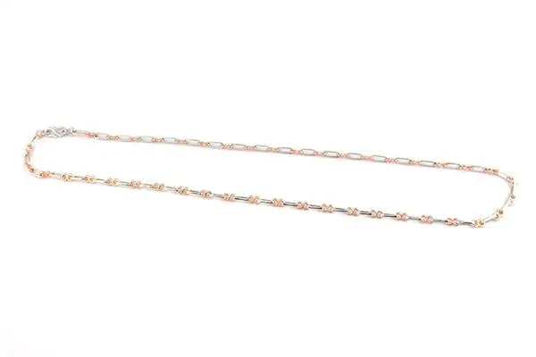 Platinum & Rose Gold Chain with Rectangular & Round Links JL PT 734   Jewelove.US