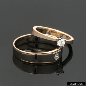 Platinum & Rose Gold Couple Rings with Solitaires JL PT 901   Jewelove.US