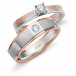 Load image into Gallery viewer, Platinum &amp; Rose Gold Couple Rings with Solitaires JL PT 901  Both-VVS-GH Jewelove.US
