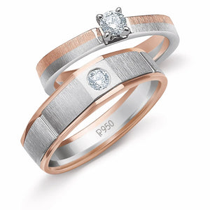 Platinum & Rose Gold Couple Rings with Solitaires JL PT 901  Both-VVS-GH Jewelove.US