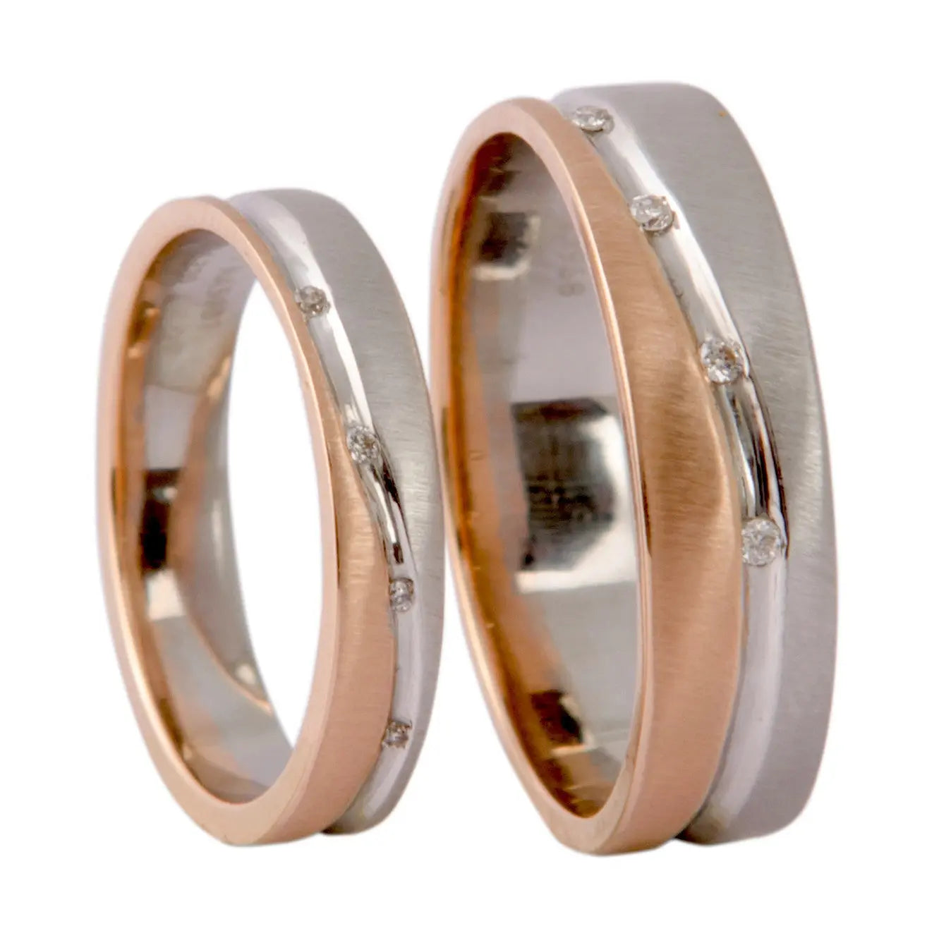 Platinum & Rose Gold Couple Rings with Tiny Diamonds JL PT 404   Jewelove