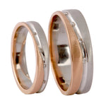 Load image into Gallery viewer, Platinum &amp; Rose Gold Couple Rings with Tiny Diamonds JL PT 404   Jewelove
