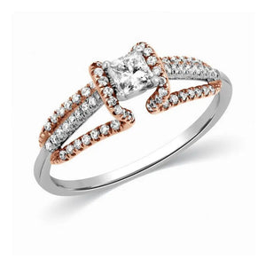 Platinum & Rose Gold Engagement Ring with Princess Cut Solitaire JL PT 288   Jewelove