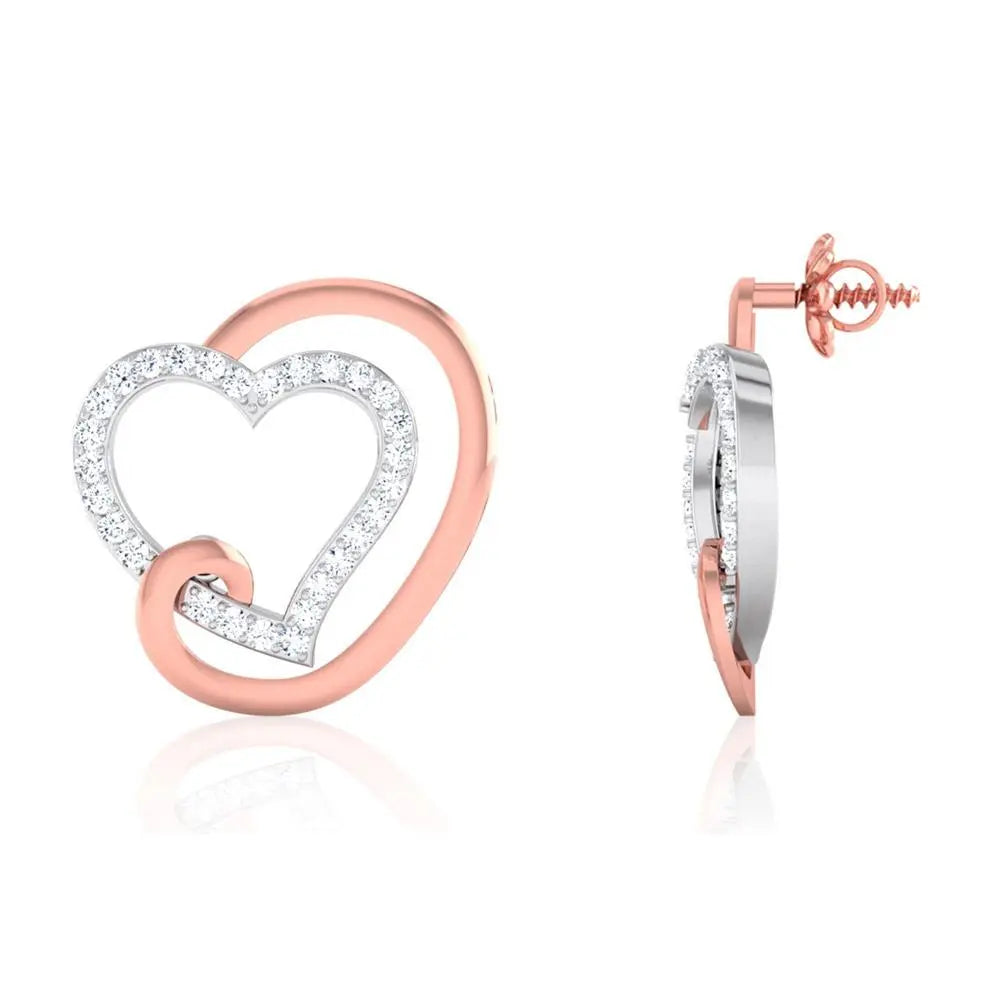 Platinum & Rose Gold Heart Earring with Diamonds JL PT E 8088   Jewelove.US